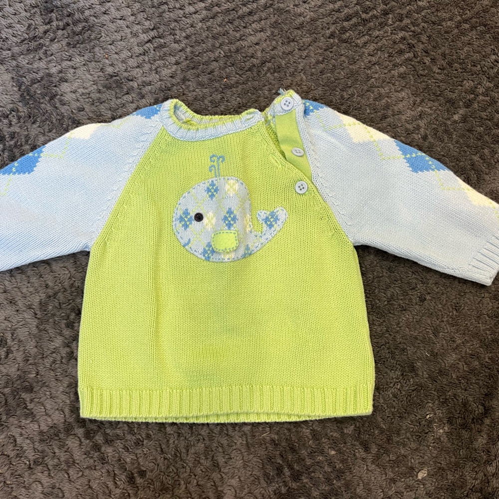 Hartstrings Knit Sweater with Whale. Like new ! 12 months.
